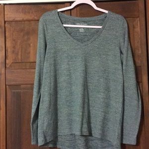 Green v-neck sweater